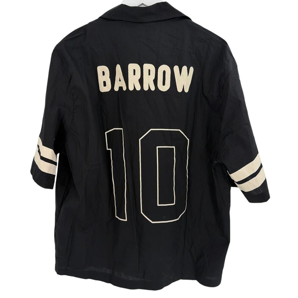 Barrow Unisex Nero Black Popeline Striped Cotton Shirt Size XL - Picture 6 of 10